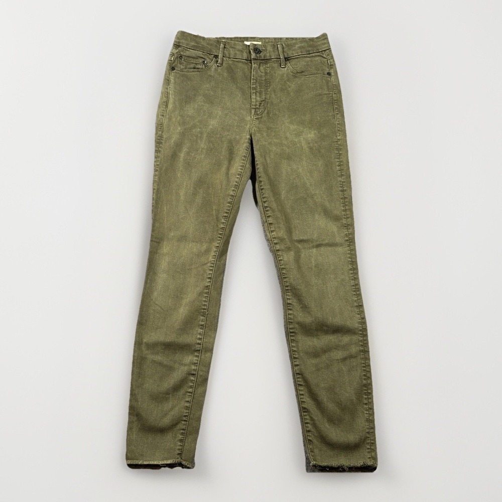 MOTHER The Looker Ankle Fray Jeans Womens Size 28 High Waisted Olive Green Denim